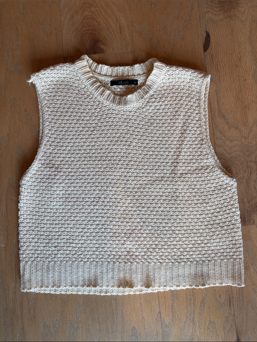 Deluc Cream Textured Knit Sleeveless Sweater Tank S